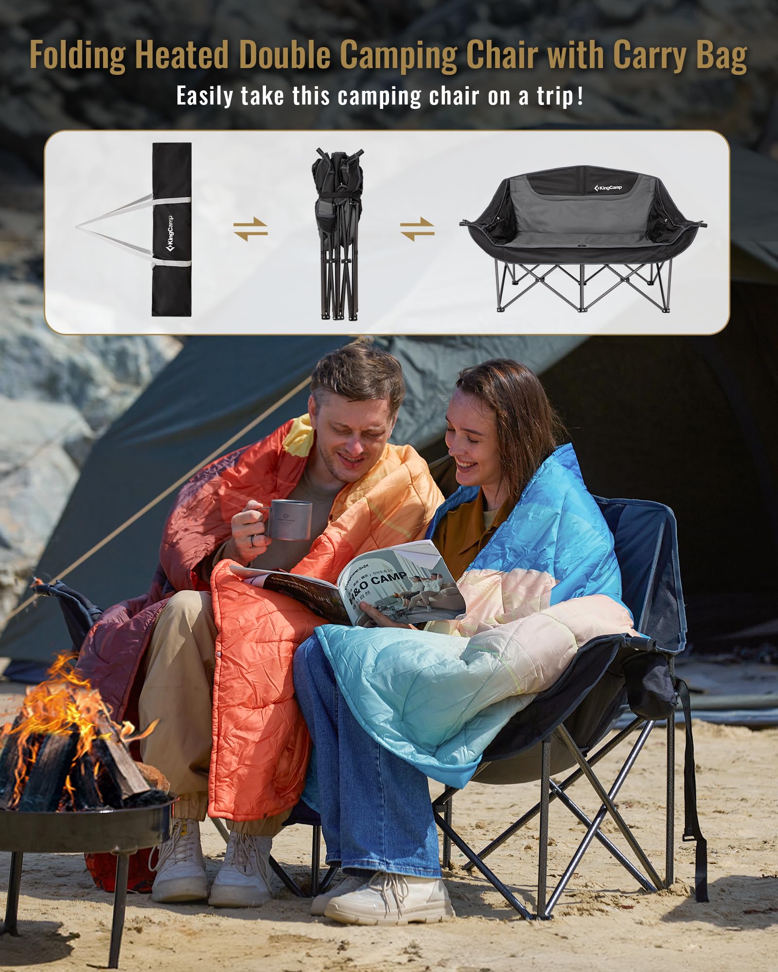 KingCamp CANNA C20 PLUS Heated Double Seat Sofa Chair