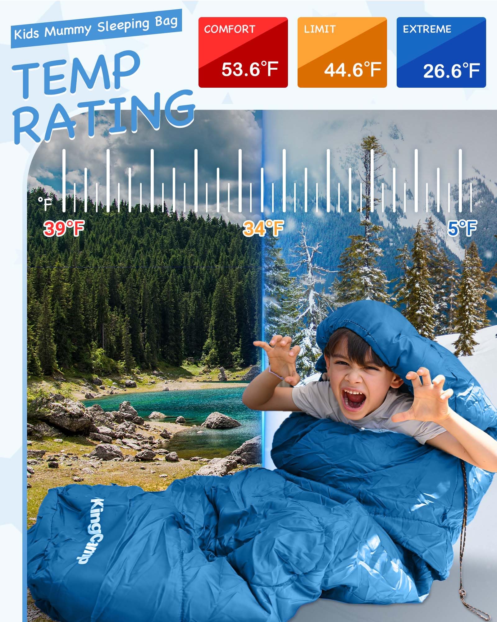KingCamp Treck 300S+ Kid’s Mummy Sleeping Bag