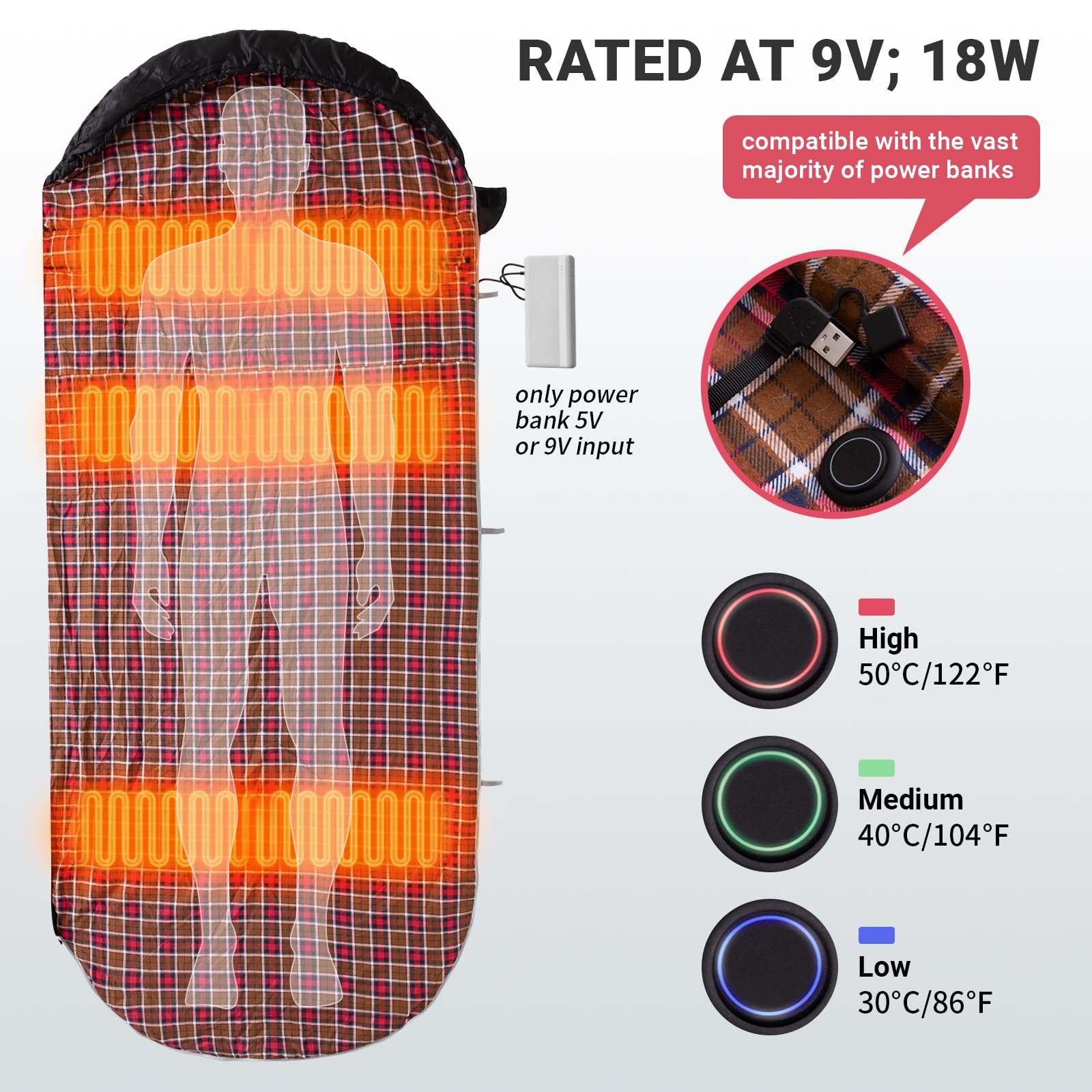 KingCamp FREESPACE 250 Extra Wide Heated Sleeping Bag