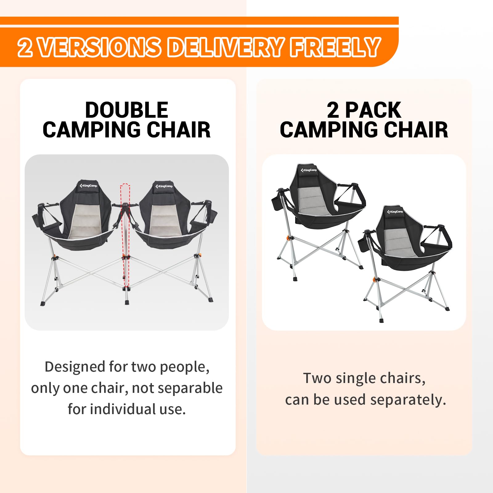 KingCamp ORCHID C30 Heavy Duty Oversize Double Hammock Camping Chairs