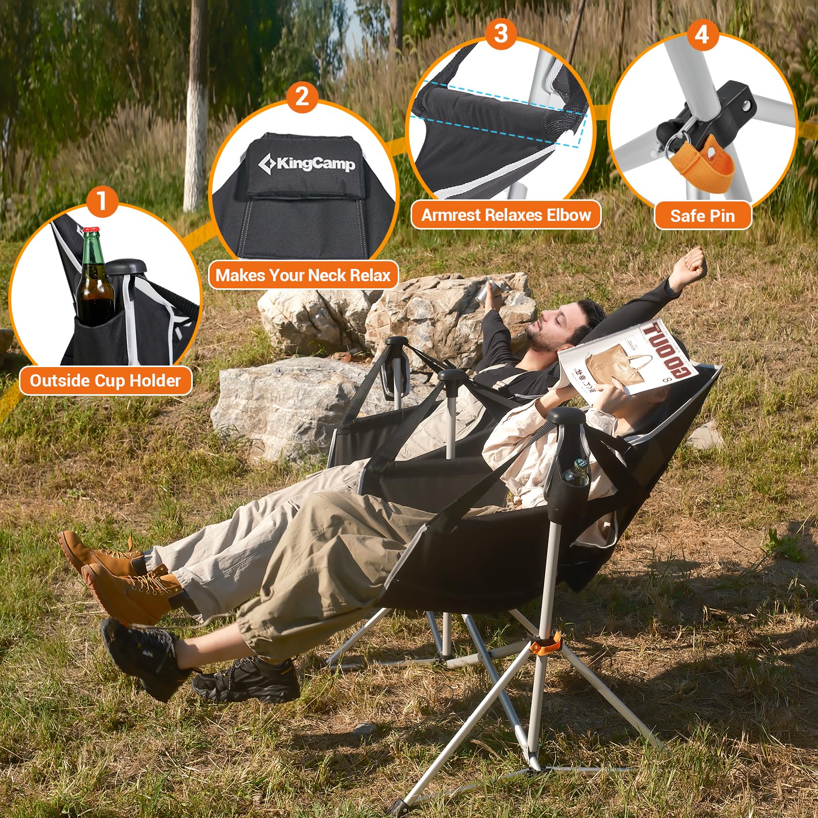 KingCamp ORCHID C30 Heavy Duty Oversize Double Hammock Camping Chairs