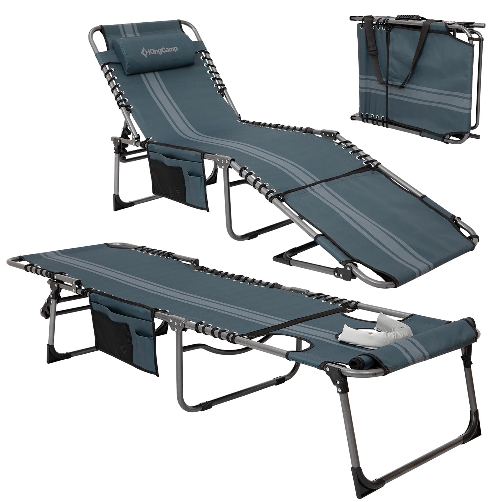 KingCamp MAGNOLIA B10 Backpack Chaise Lounge 5-Position Adjustable Recliner with Face Hole