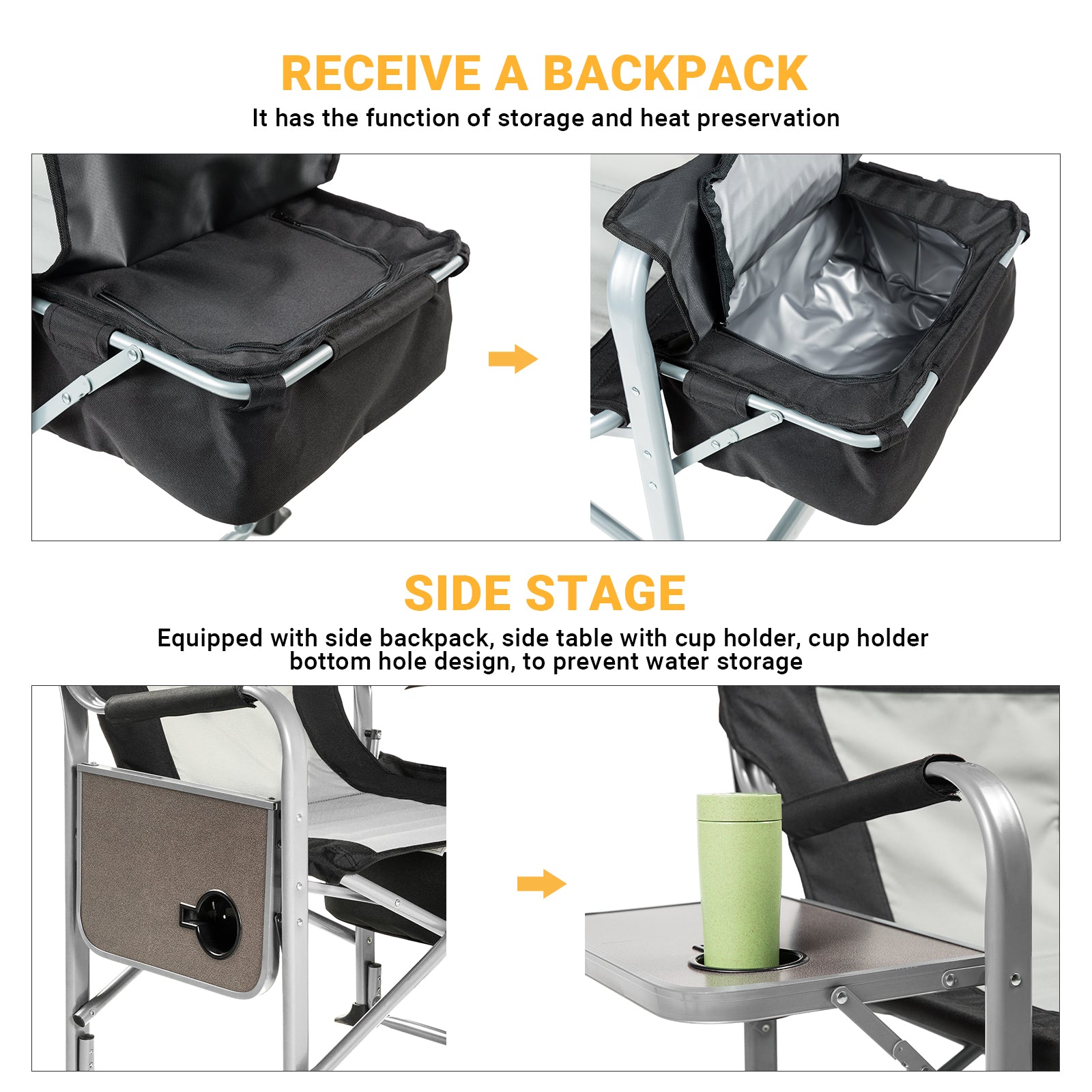 KingCamp Mesh Back Folding Chair with Cooler Bag